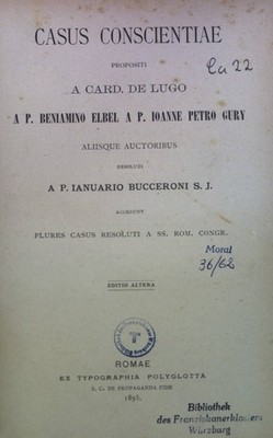 Casus conscientiae propositi a card. de lugo a P. Beniamino Elbel a P. I 1842606