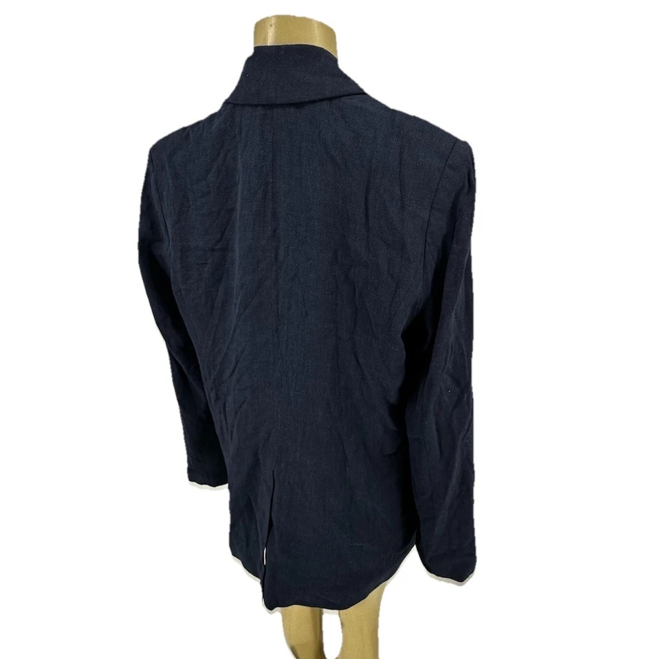 NUEVO Chaqueta Blazer Nine West Grande Mujer Solapa Pico Mezcla de Lino Azul Marino 42-1 Foto 3 de 4