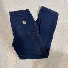 Carhartt Relaxed Fit Washed Duck Utility Work Pants Navy Blue