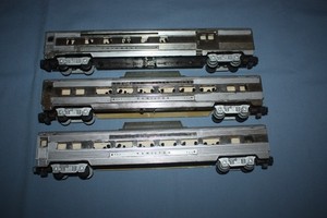 American Flyer Chrome Pass. Cars 962 (2), 960(1) painted silver/parts or restore