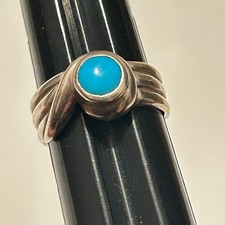 Sterling Silver Southwest Style Turquoise Cabochon Ring 925 Size 6