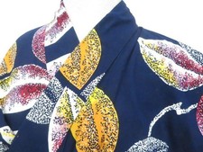 JAPANESE KIMONO YUKATA NAVY BLUE 153cm 5 ft 0 in COTTON EE7800