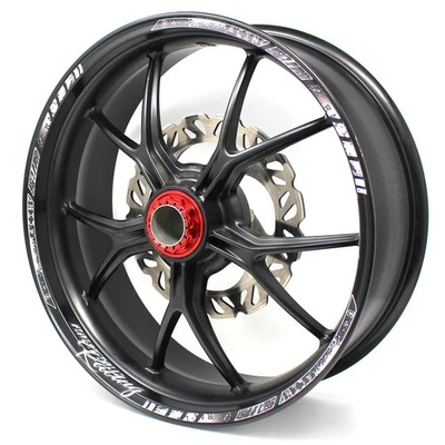 FINEST-FOLIA Felgenrandaufkleber GP Racing Weiß Glanz Motorrad Aufkleber Auto MR003