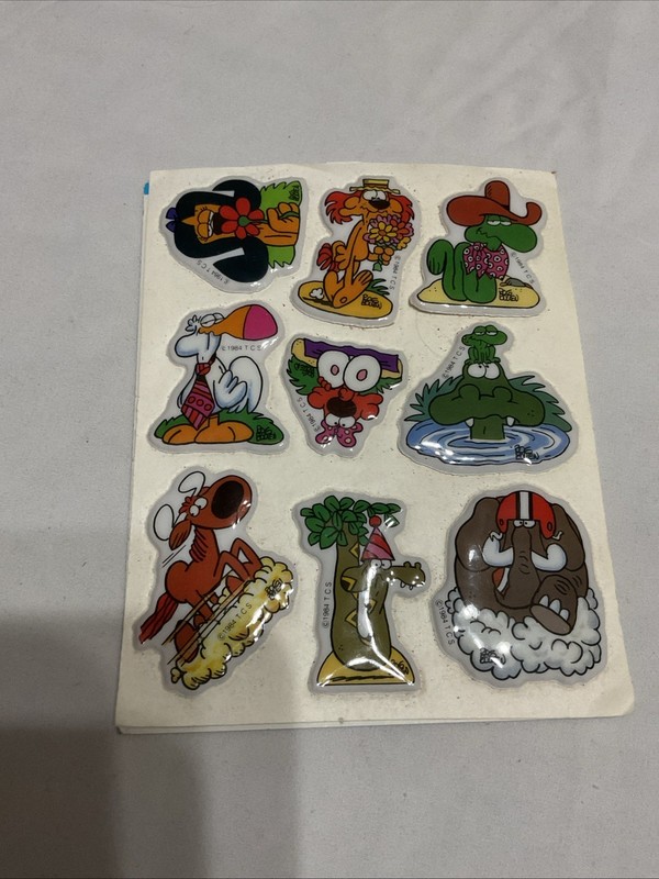 Vintage 80’s American Greetings CTNYNS INC  Puffy Sticker Sheet 9 Stickers