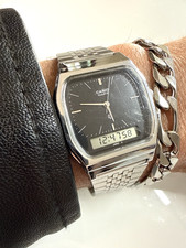 Vintage Casio AQ-340 Analog Digital Watch Japan Stainless Steel WORKING Retro