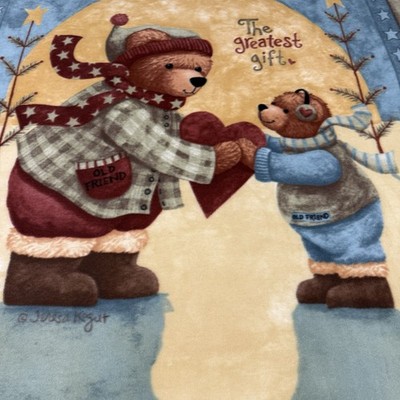 VTG Fleece Blanket Old Friends Bears The Greatest Gift 2005 Teresa Kogut 51X66