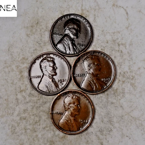 1917-D+1918-D+1920-S+1925-D Lincoln Wheat Penny Set/Lot ~ VF/XF ~ ZWL70