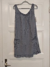 Made in Italy Tunika Bluse Blau Gestreift Baumwolle Gr. 44/46 Neu Mit Etikett