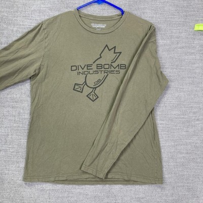 Dive Bomb Industries Shirt Mens Medium Green Long Sleeve Logo Graphic Tee Top