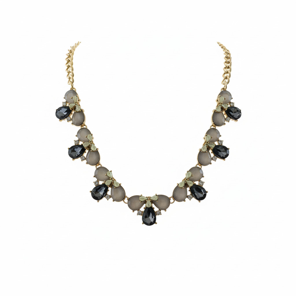 Collar llamativo con lazo de cristal de diamantes de imitación festivo brillante preppy