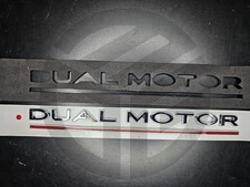 TESLA MODEL 3/Y/S/X - CHROME SILVER DUAL MOTOR BADGE (Direct Replacement)