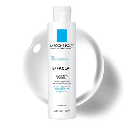 Effaclar Clarifying Solution Acne Toner with Salicylic Acid and Glycolic Acid, P