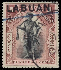 LABUAN 72Aii - Dyak Chieftan "Provisional" Perf 16.0 x 16.0 (pa23071)