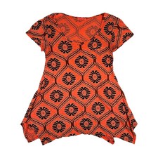 Fresh Produce Womens S Floral Tunic Top Scoop Neck Asymmetrical Hem USA Made