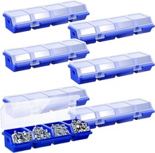 6Pcs Screw Organizer Box with Lids,Small Parts Storage Bins with Locks 4 Divider