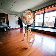 18” Floor World Globe w/ Wooden Tripod Stand Modern Map Atlas Home Decor Gift