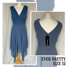 Ever Pretty Kleid Größe 12 blau Brautjungfer kurz Hochzeit Cocktail Party Abschlussball neu mit Etikett
