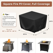 600D Square Fire Pit Cover 30In Heavy Duty Wa...