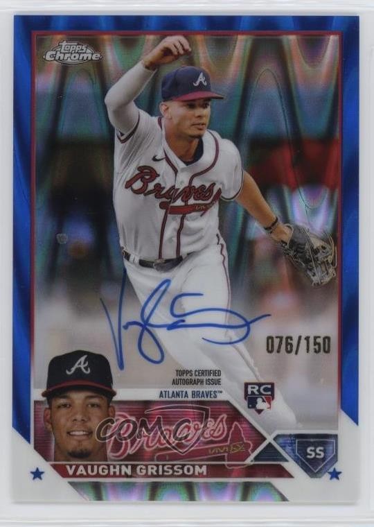 2023 Topps Chrome Rookie Blue RayWave Refractor 76/150 Vaughn Grissom Auto 08vx
