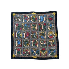 Vintage Echo Silk Polka Dot Alphabet Floral Square Scarf 31  x 31  