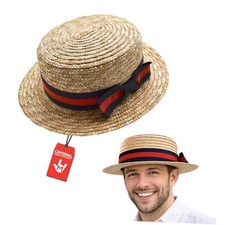 Morph Mens Boater Hat Gatsby Straw Panama Fedora Skimmer Hat for Summer Beach