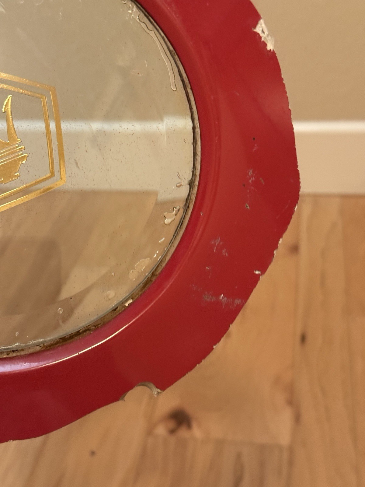 VINTAGE CHRYSLER TC BY MASERATI GLASS PORTHOLE WINDOW W/ GOLD TRIDENT LOGO
