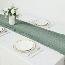 OLIVE GREEN 10 ft Cheesecloth EXTRA LONG TABLE RUNNER - Cotton Wedding Linens
