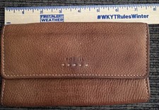 Vintage Fossil Brown Leather Classic Wallet With Many Pockets And Checkbook/ID
