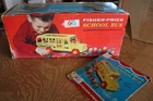 VINTAGE 1965 Fisher-Price "School Bus" #192 w/All 6 Figures & Original Box