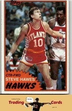 1981-82 Topps #E82 Steve Hawes Atlanta Hawks Basketball Card VG/EX+