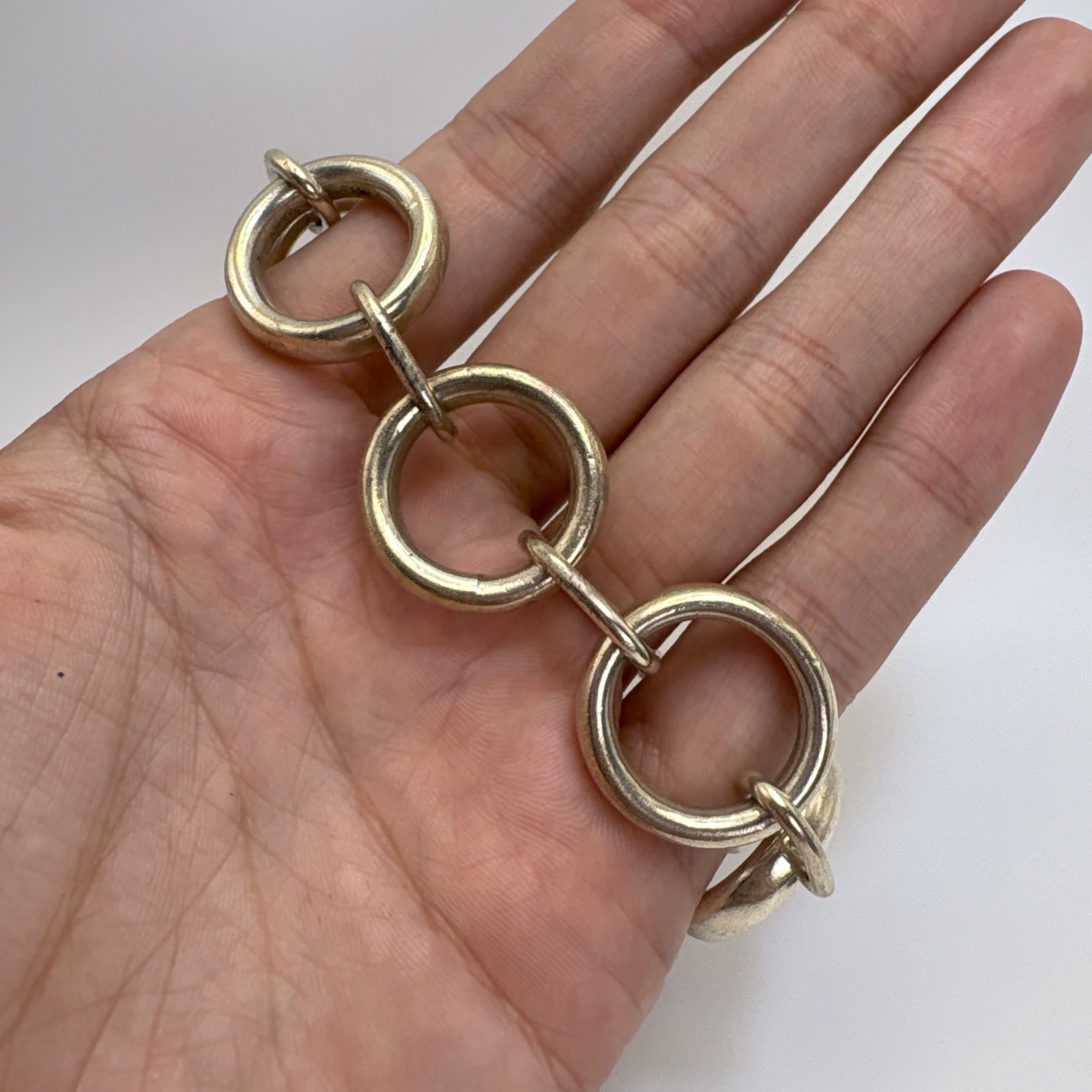 VTG Solid Sterling Silver 925 Circle Link Chain B… - image 6