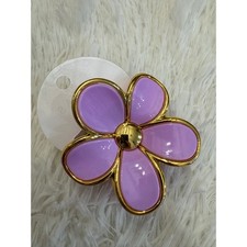 Large Purple flower claw hair clip with gold trim