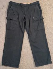 Duluth Trading Fire Hose Relaxed Fit Canvas Cargo Black Work Pants Men's 48x34