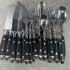 Black Handle Stainless Flatware Riveted Handl...