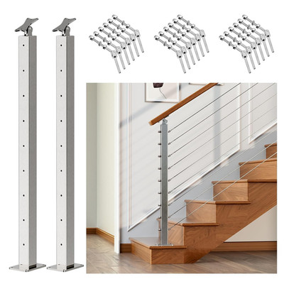 2Pc 36 Inch Cable Railing Post Stainless Steel Adjustable Angle Deck End Post