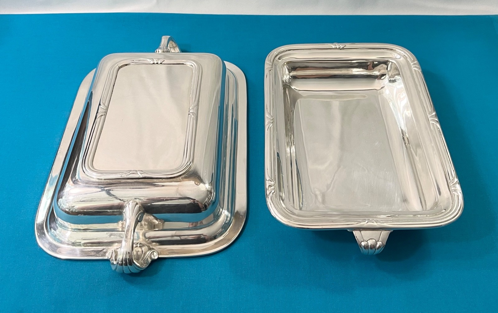 RARE ERCUIS Rectangular Vegetable Model BEAUTIFUL Silver Metal Serving Flat