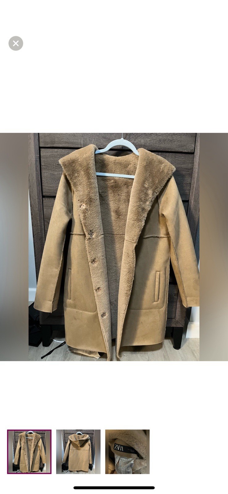 ZARA DOUBLE SIDED REVERSIBLE TAN COAT NEW Run Big
