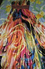 Jovani VTG Stunning Strapless Beaded Maxi Dress HTF Psychedelic Pattern Size 8