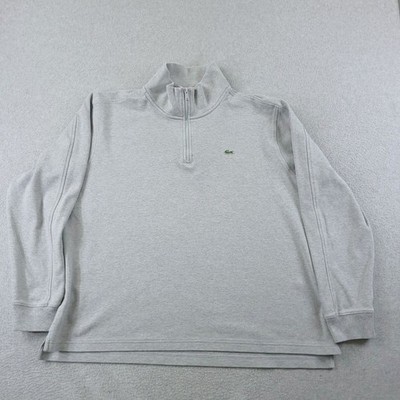 Lacoste Sweatshirt Mens 2XL FR7 Gray Quarter Zip Pullover Cotton Mock Neck
