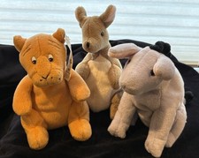 GUND Classic Pooh Stuffed Beanie Plush Mini Lot of 3: Kanga Eeyore Tigger 6"-7"