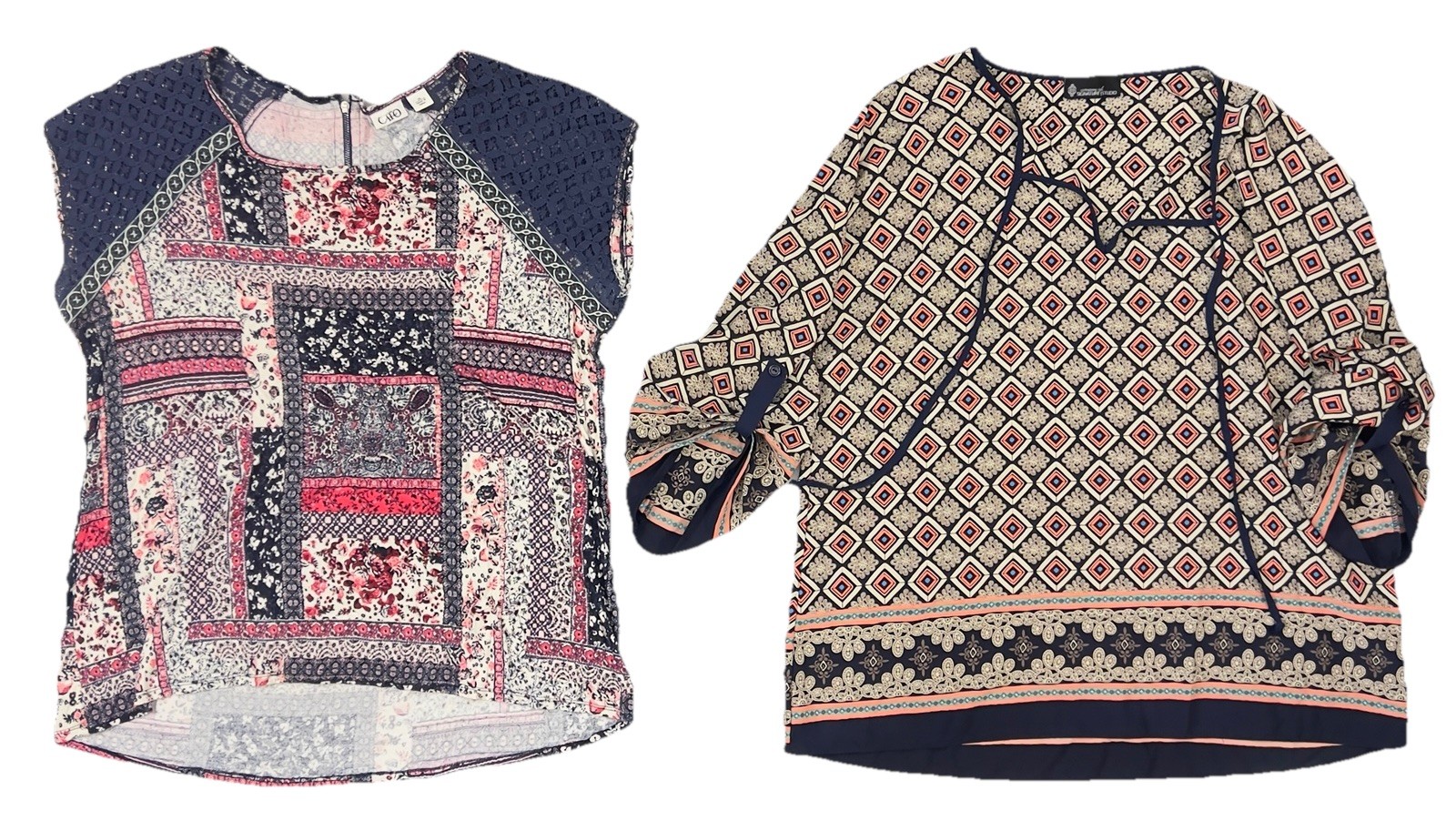 Womens Tops Lot Size XL Cato and Signature Studio Boho Print Blouses