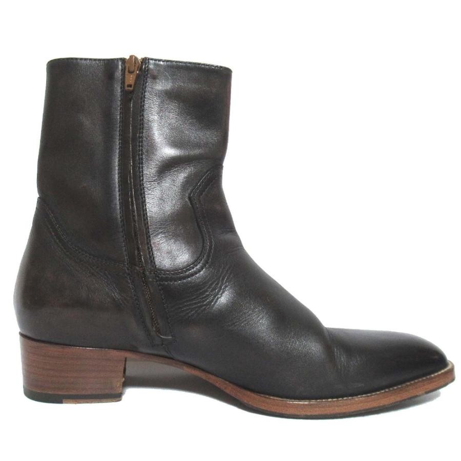 Stivaletti Saint Laurent tacco marrone scuro zip laterale taglia 43 uomo autentici