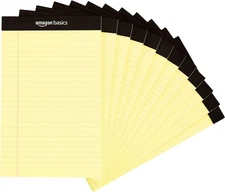 50 sheet Narrow Ruled Lined Writing Note Pad, 5 inch x 8 inch, 12 Pack, Canary