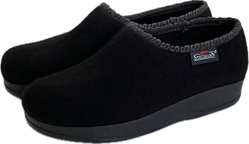 Zueco de lana para mujer Stegmann suela de poli negro con azul talla 7 Foto 2 de 4