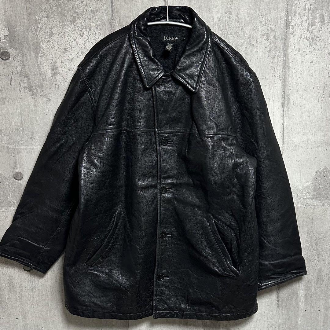 Vintage Leather Jacket 90S J.Crew Car Coat Black Old Gap 
