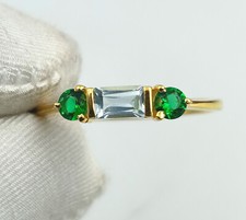 Solid 14k Yellow Gold Blue Topaz Gemstone Engagement Ring,