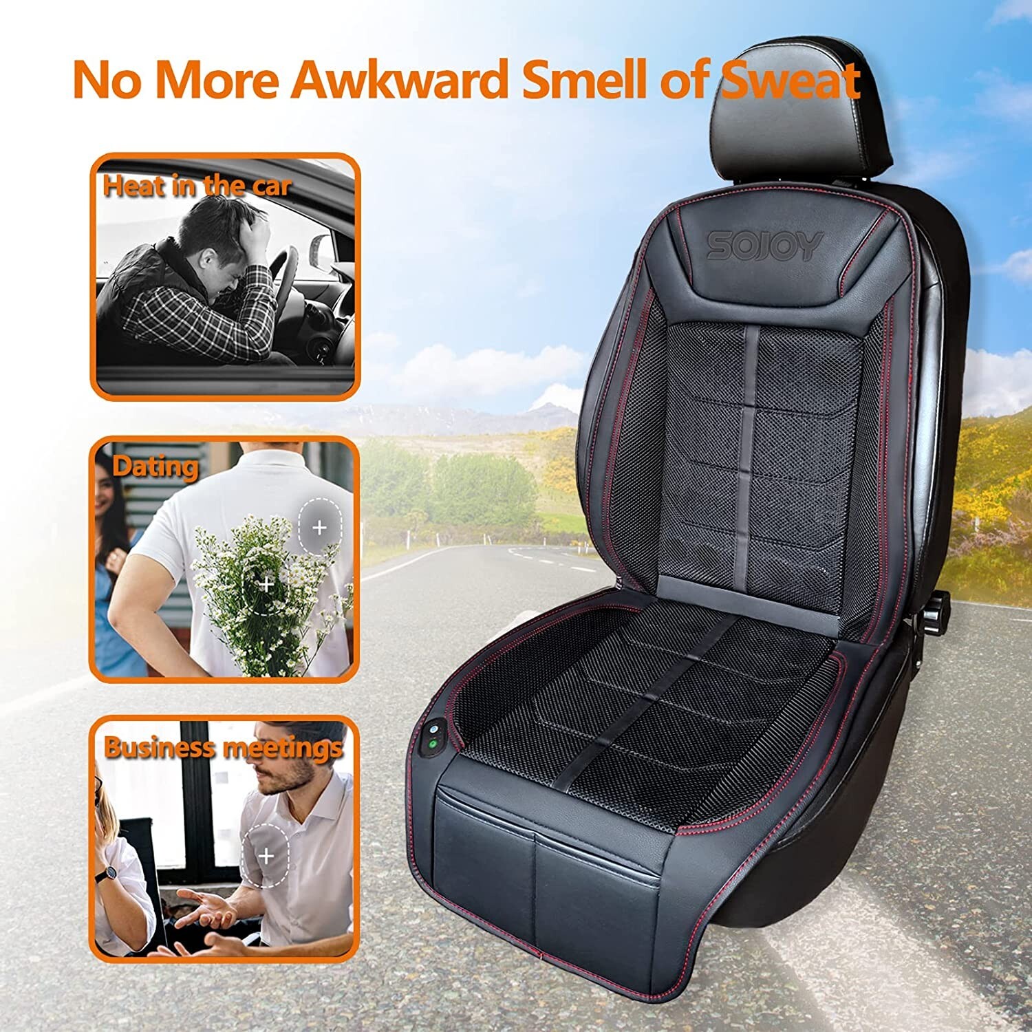 12V Cooling Car Seat Cover 12 Fans Cushion 3 Adjustable Tem. Faux