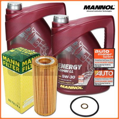 BMW 3er 5er 7er E60 E61 E90 u.v.m. MANN Ölfilter + 10L MANNOL 5W-30 Longlife 04