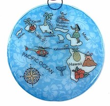 Hawaii Island Map Christmas Tree Ornament - Art Glass Light Catcher Island Gift