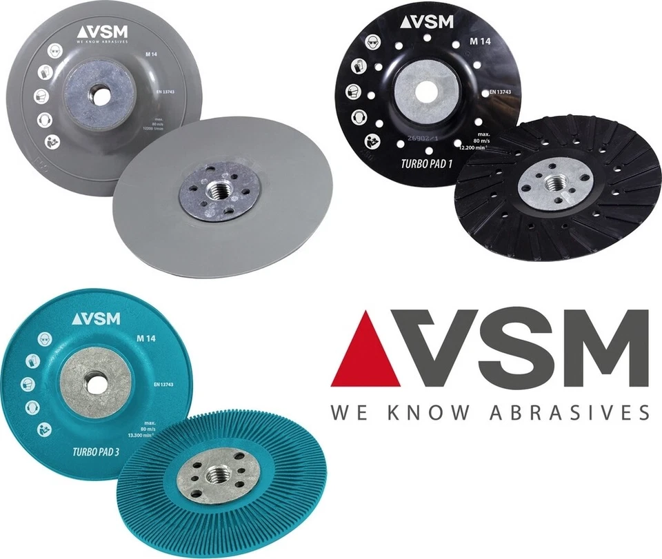 VSM M14 Teller Stützteller für Fiberscheiben 115-178mm f.Winkelschleifer Auswahl